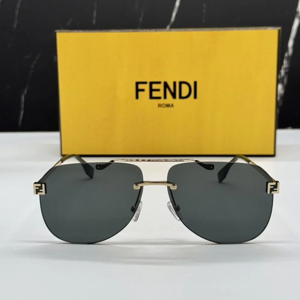 NEW FENDI GOLD GREEN UNISEX SUNGLASSES FENDI FE40115U 32N